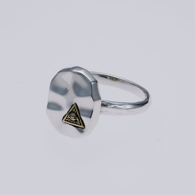 Hammered Texture Plate Ring : Eye of Providence-ZOCALO.JAPAN
