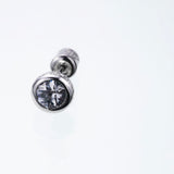 Jeweled Ivy Round Stud : L (White CZ)-ZOCALO.JAPAN