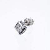 Jeweled Ivy Square Stud : M (White CZ)-ZOCALO.JAPAN