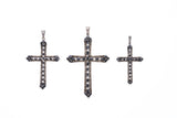 Marcasite Cross Pendant : L (Black CZ)-ZOCALO.JAPAN