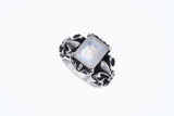 Fleur de lis Ring : Rainbow Moonstone-ZOCALO.JAPAN
