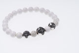 Stone Bracelet With Double Dorje Ball : (White agate)-ZOCALO.JAPAN