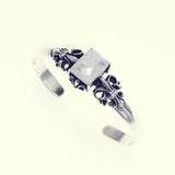 Fleur de lis Bangle : Rainbow Moonstone-ZOCALO.JAPAN