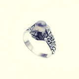 Islamic Round Ring : S (Rainbow Moonstone)-ZOCALO.JAPAN