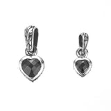 Jeweled Ivy Heart Pendant : L (Black CZ)-ZOCALO.JAPAN