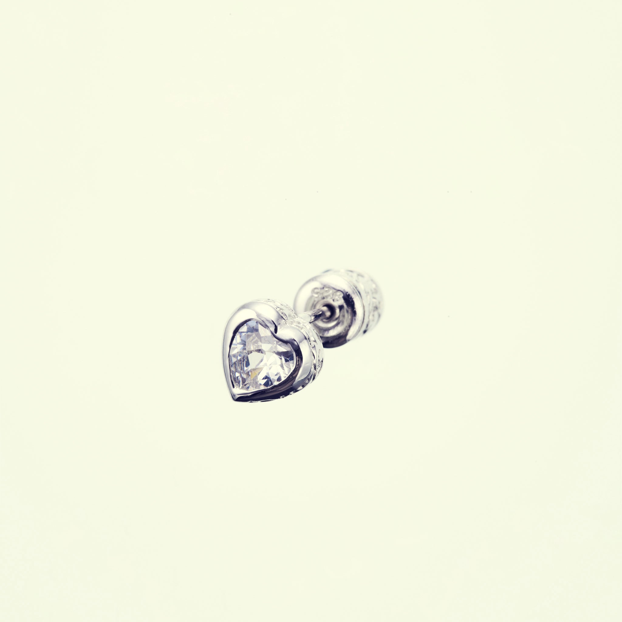 Jeweled Ivy Heart Stud : S (White CZ)｜ジュエルド・アイビー