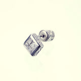 Jeweled Ivy Square Stud : M (White CZ)-ZOCALO.JAPAN