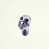 Jeweled Tibetan Smile Skull Stud : (Garnet CZ)-ZOCALO.JAPAN