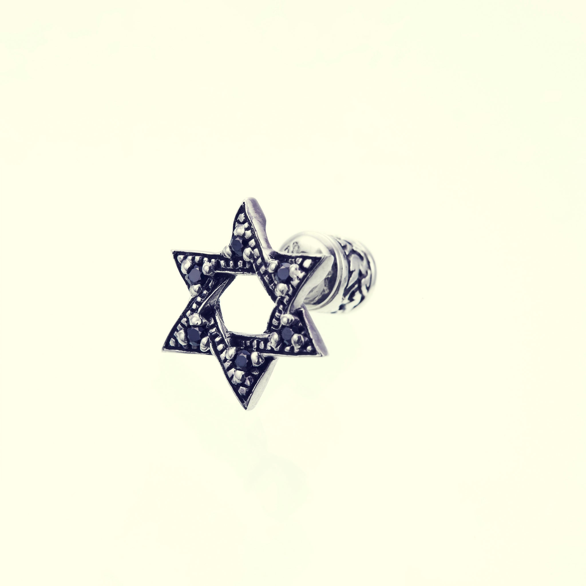 Jewish Star Stud : (Black CZ)｜ジューイッシュ・スター・ピアス