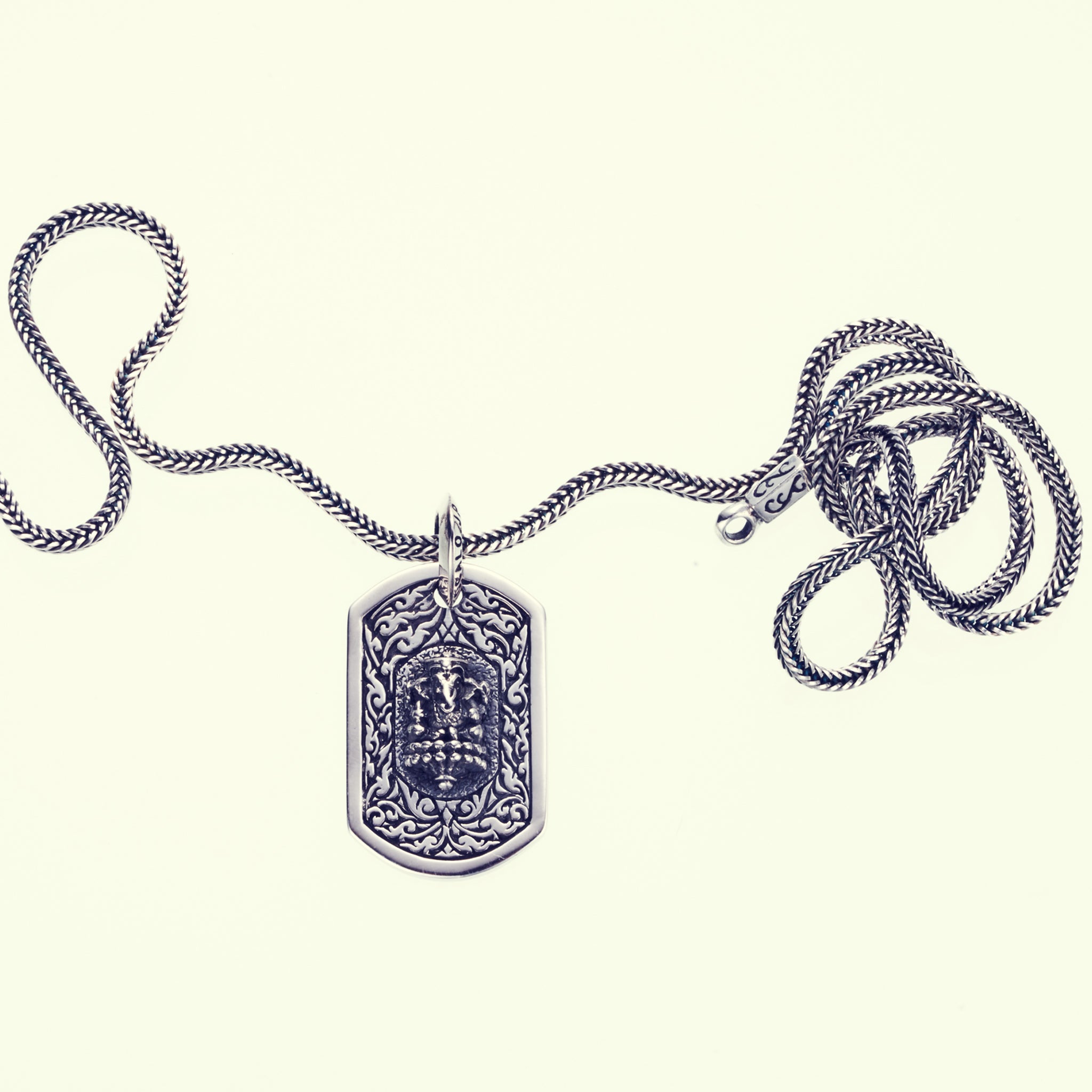 Ganesh Dog Tag : Necklace Chain Set