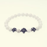 Stone Bracelet With Double Dorje Ball : (White agate)-ZOCALO.JAPAN