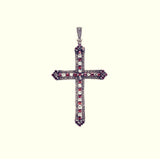 Marcasite Cross Pendant : S (Garnet)-ZOCALO.JAPAN