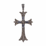 Cross on Cross Pendant : L (Black CZ)-ZOCALO.JAPAN