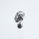 Jeweled Tibetan Smile Skull Stud (White CZ)-ZOCALO.JAPAN