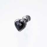 Jeweled Ivy Heart Stud : L (Black CZ)-ZOCALO.JAPAN