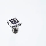 Jeweled Ivy Square Stud : L (Black CZ)-ZOCALO.JAPAN