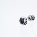 Jeweled Ivy Round Stud : L (Black CZ)-ZOCALO.JAPAN
