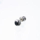 Jeweled Ivy Round Stud : M (Black CZ)-ZOCALO.JAPAN