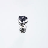 Jeweled Ivy Heart Stud : M (Black CZ)-ZOCALO.JAPAN