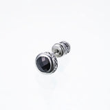 Jeweled Ivy Round Stud : L (Black CZ)-ZOCALO.JAPAN