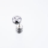 Jeweled Ivy Round Stud : M (White CZ)-ZOCALO.JAPAN