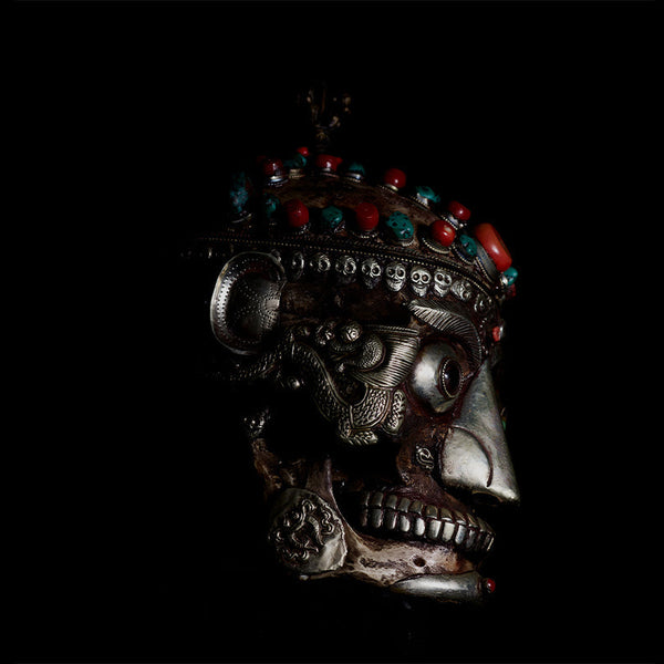 カパラ ニンマ派の高僧のもの 1800年代初頭 頭蓋骨 アミュレット 珍品