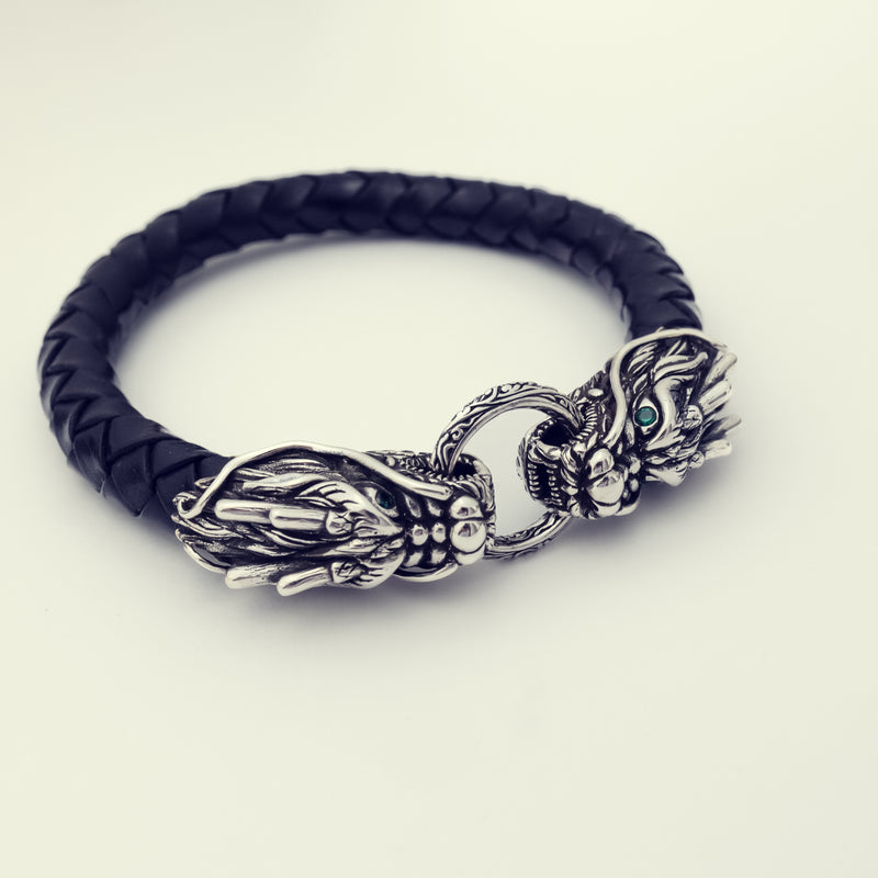 仮 Dragon Braided Leather Bracelet-ZOCALO.JAPAN