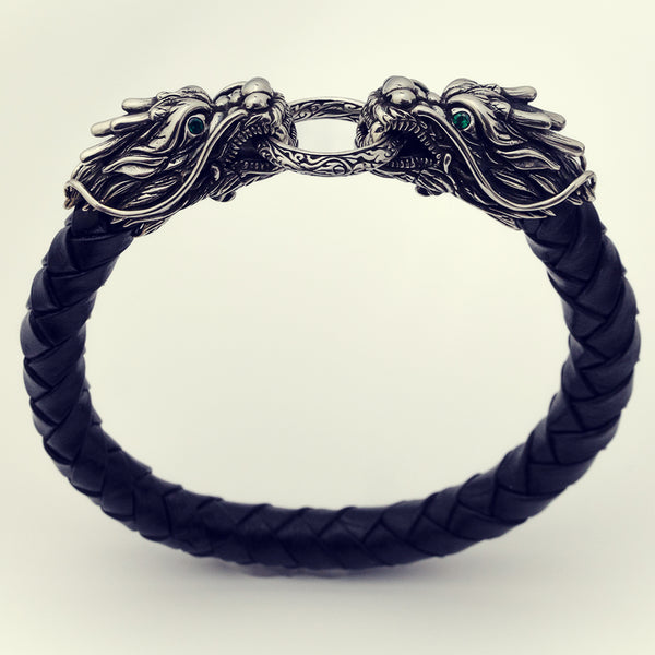 仮 Dragon Braided Leather Bracelet-ZOCALO.JAPAN