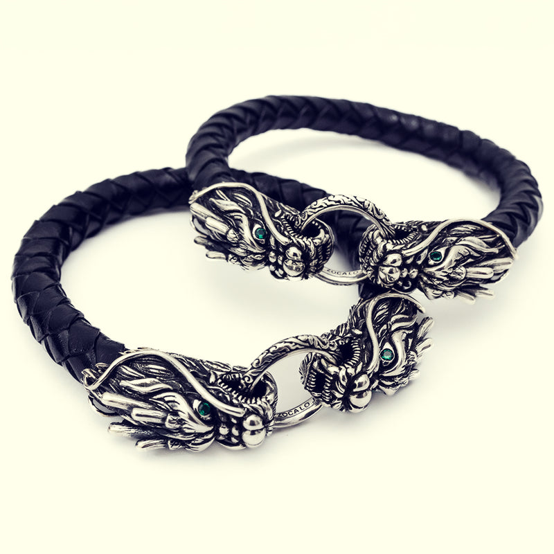 仮 Dragon Braided Leather Bracelet-ZOCALO.JAPAN