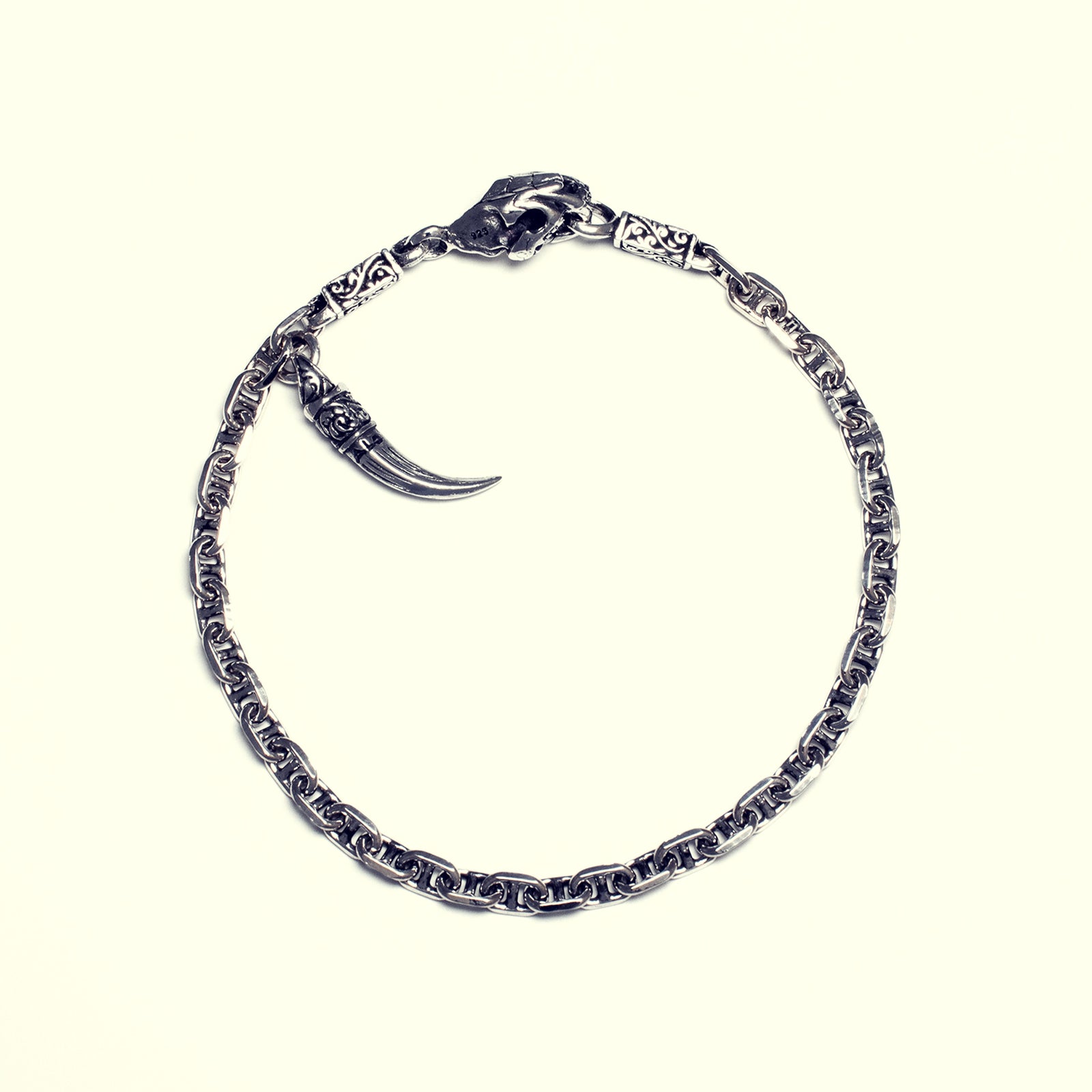 Charm Lock Bracelet :Saber Toothed Tiger : Oval Anchor