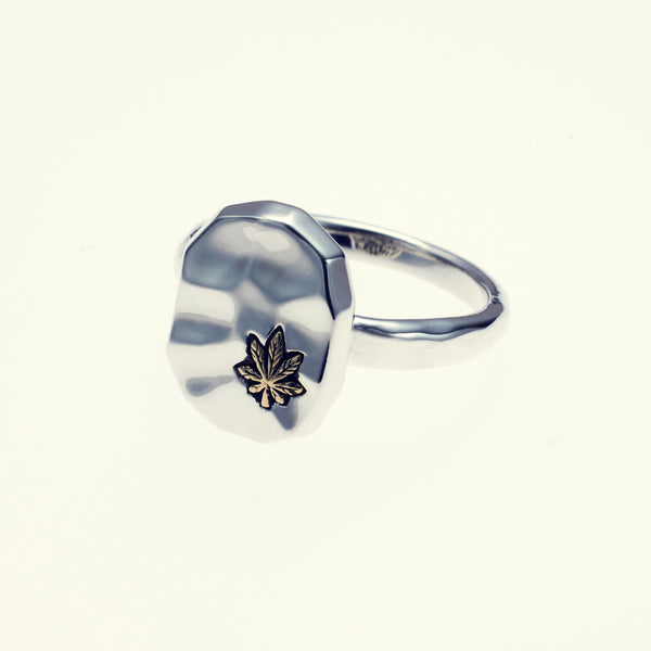 Hammered Texture Plate Ring : Leaf-ZOCALO.JAPAN