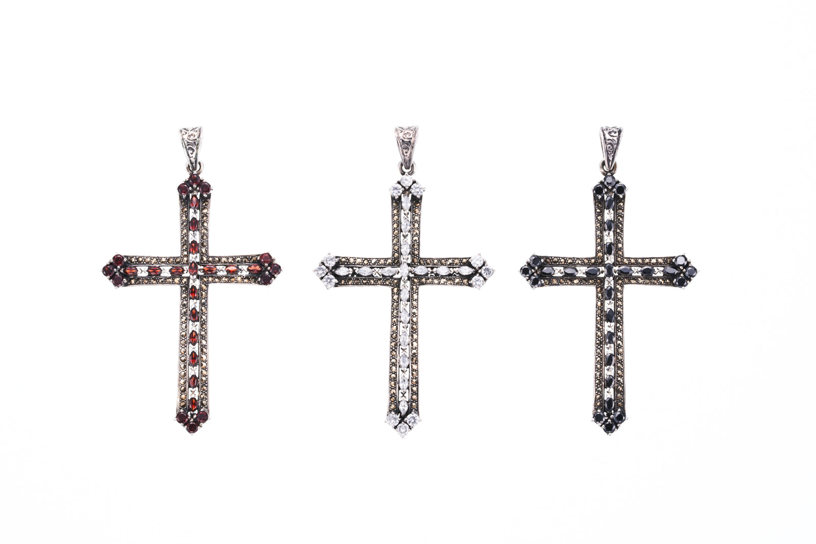 Marcasite Cross Pendant : M (White CZ)｜マーカサイトクロス