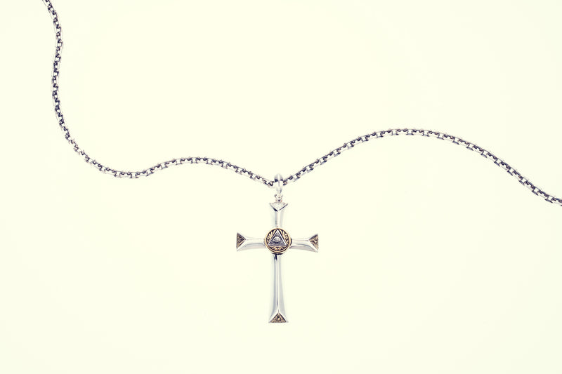 Eye of Providence Cross (White CZ) : Necklace Chain Set-ZOCALO.JAPAN