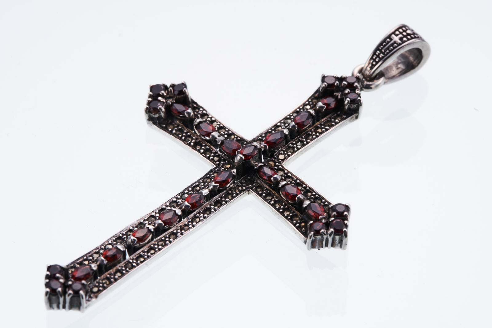 Marcasite Cross Pendant : L (White CZ) | Marker Site Cross