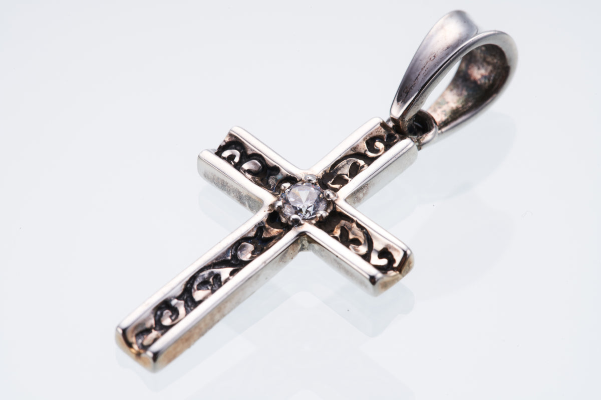 Marcasite Cross Pendant: M (Garnet) | Marca Site Cross
