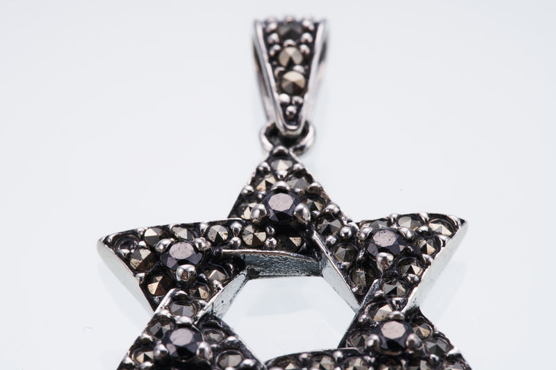 Jewish Star Pendant : L (Black CZ)-ZOCALO.JAPAN