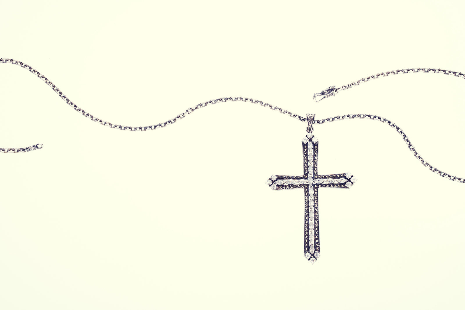 Marcasite Cross Pendant : L (White CZ) | Marker Site Cross