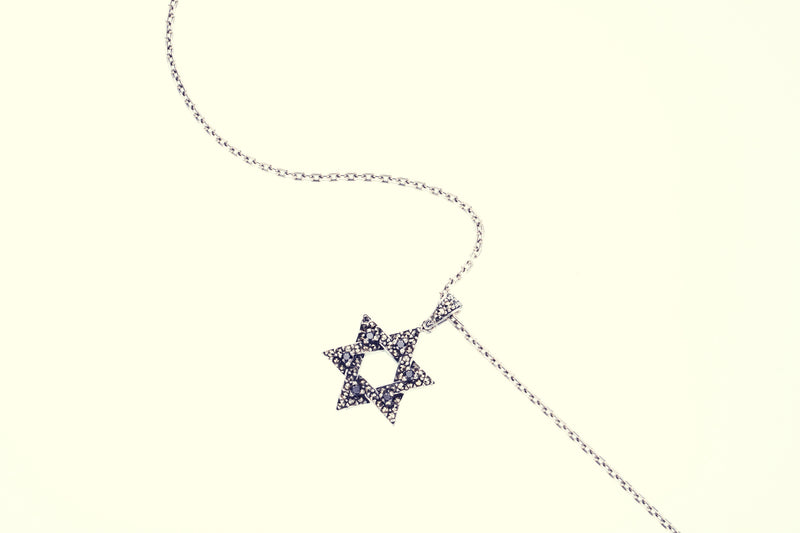 Jewish Star Pendant : L (Black CZ)-ZOCALO.JAPAN