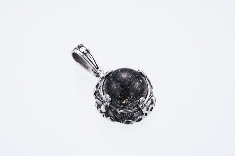 Islamic Round Pendant : L (Black Rutilated Quartz)-ZOCALO.JAPAN