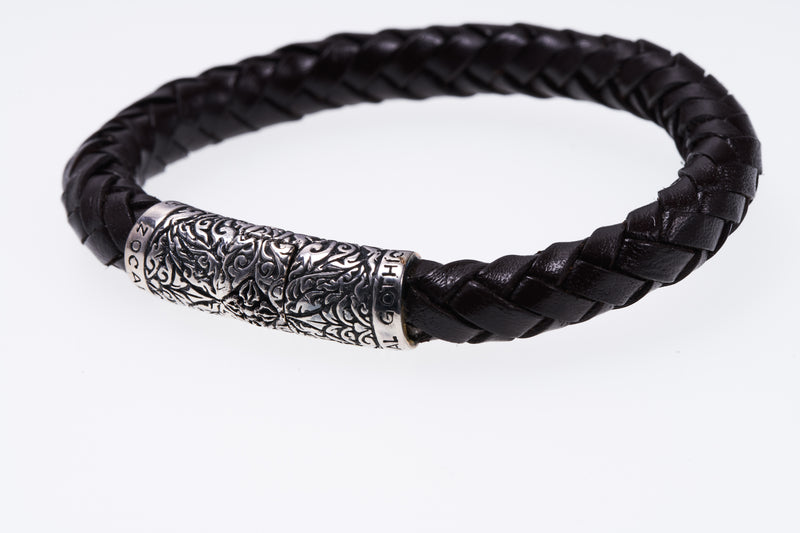 Braided Leather Bracelet : (Dark Brown)-ZOCALO.JAPAN