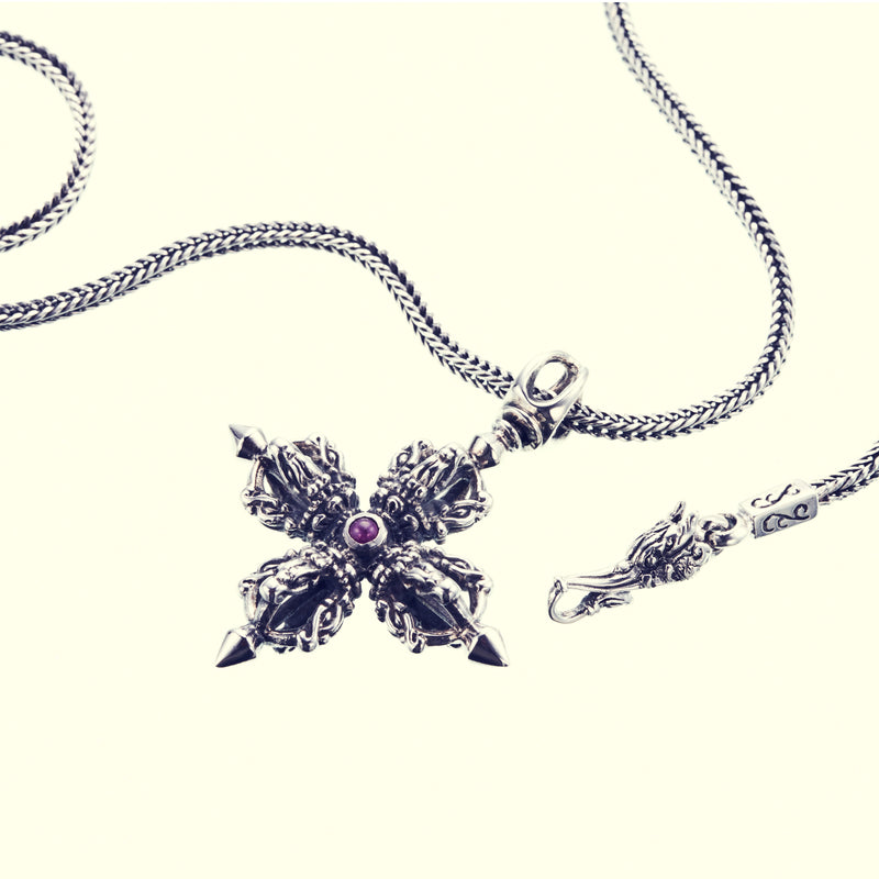 Bird Double Dorje : S (Ruby & Sapphire) : Necklace Chain Set-ZOCALO.JAPAN