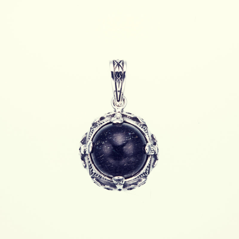 Islamic Round Pendant : L (Black Rutilated Quartz)-ZOCALO.JAPAN