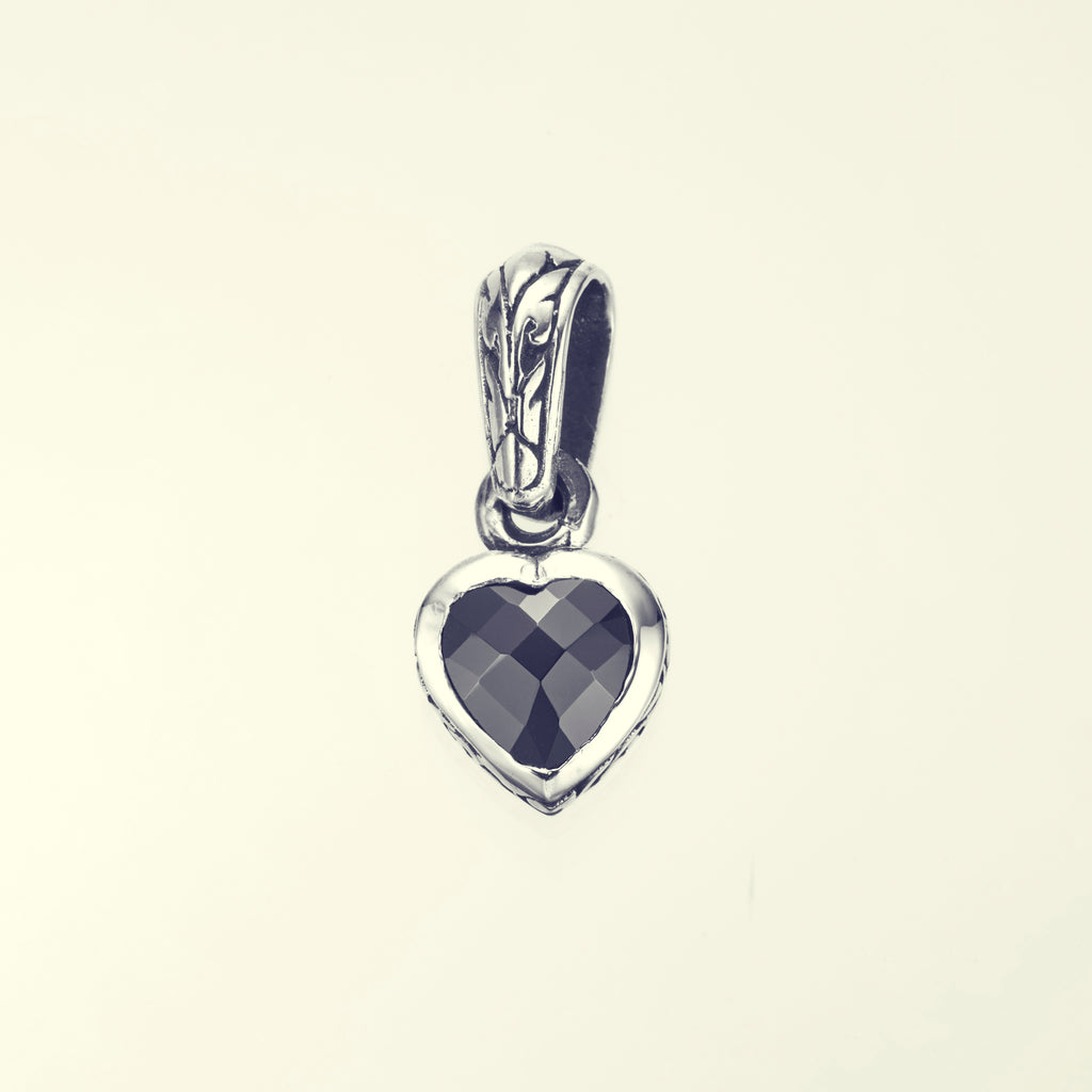 Jeweled Ivy Heart Pendant : L (Black CZ)｜ジュエルド・アイビー 