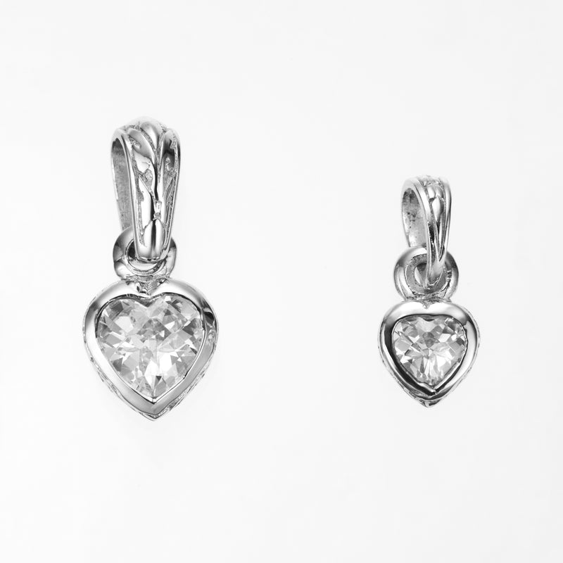 Jeweled Ivy Heart Pendant : S (White CZ)-ZOCALO.JAPAN