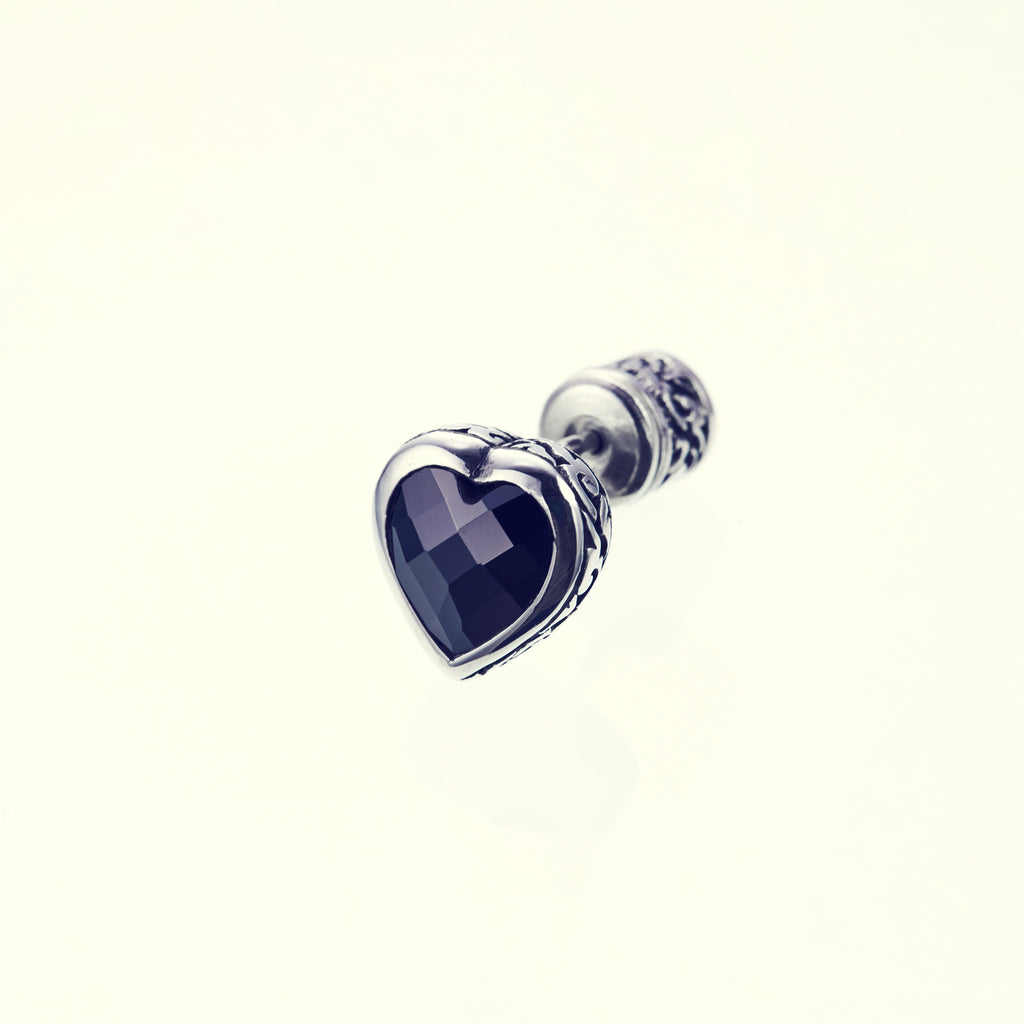 Jeweled Ivy Heart Stud : (L) Black CZ｜ジュエルド・アイビー