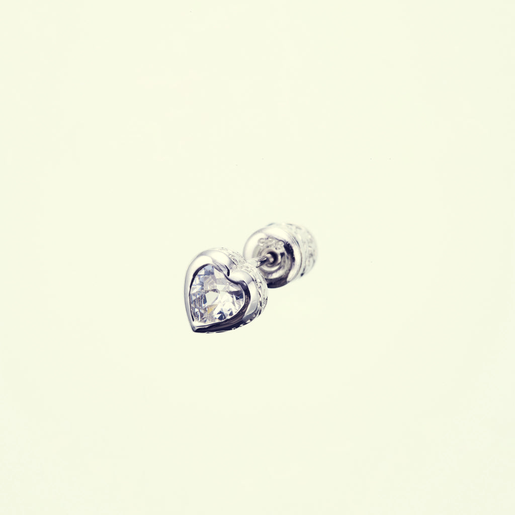 Jeweled Ivy Heart Stud : S (White CZ)｜ジュエルド・アイビー 