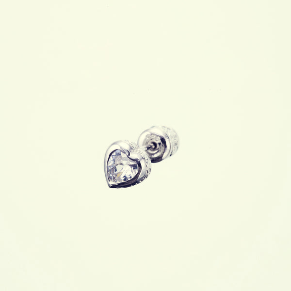 Jeweled Ivy Heart Stud : S (White CZ)｜ジュエルド・アイビー