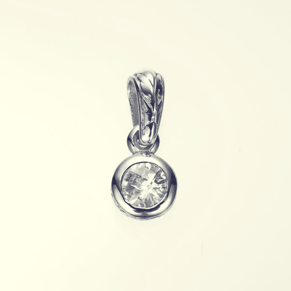 Jeweled Ivy Round Pendant : L (White CZ)｜ジュエルド・アイビー 