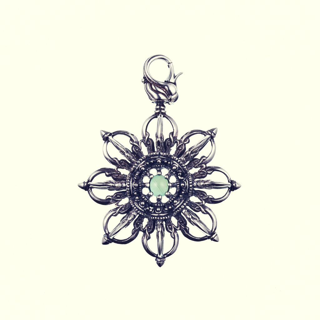 ZOCALOソカロ　ホイール・ドージェ・ペンダントトップ（クリスタル） Wheel Dorje : (Green quartz)｜ホイール・ドージェ・ペンダント