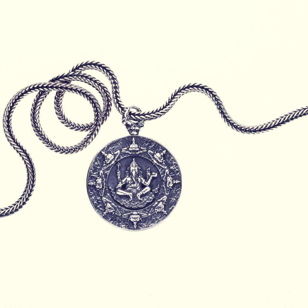Ganesh Coin Pendant : Necklace Chain Set